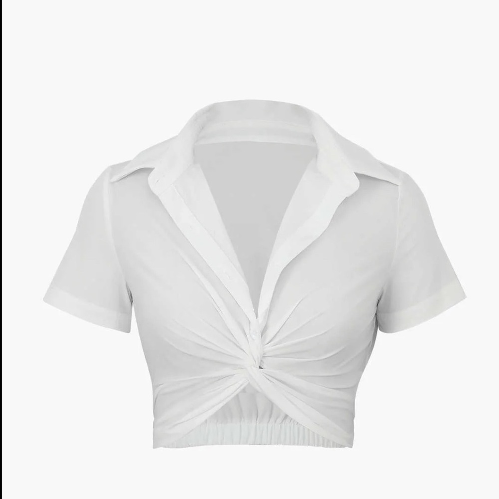 Basic Twist Detail Cropped Shirt